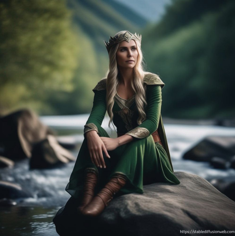 Lady elf sitting on a rock beside a river - MLDF Community
